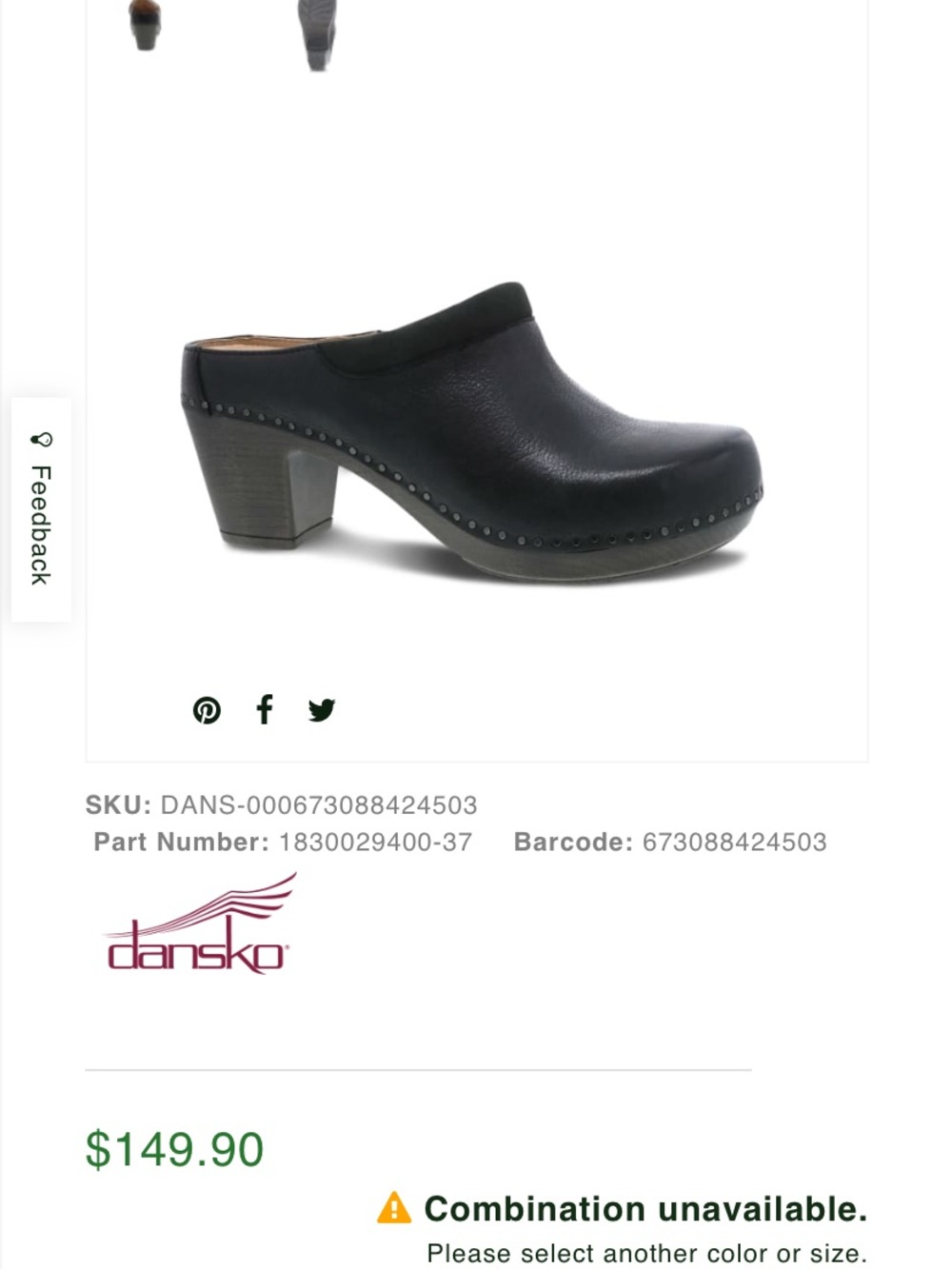 Dansko Black Sammy Milled Burnished